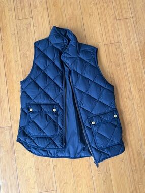 J. Crew Excursion Quilted 70% Down Vest Navy Blue Medium Warm Women's